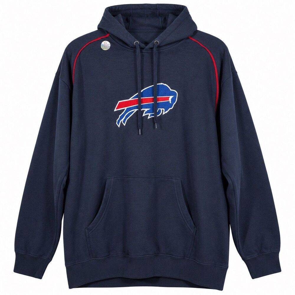 Buffalo Bills NFL Team Apparel Mens 2XL Navy Pullover Hoodie Embroidered Logo